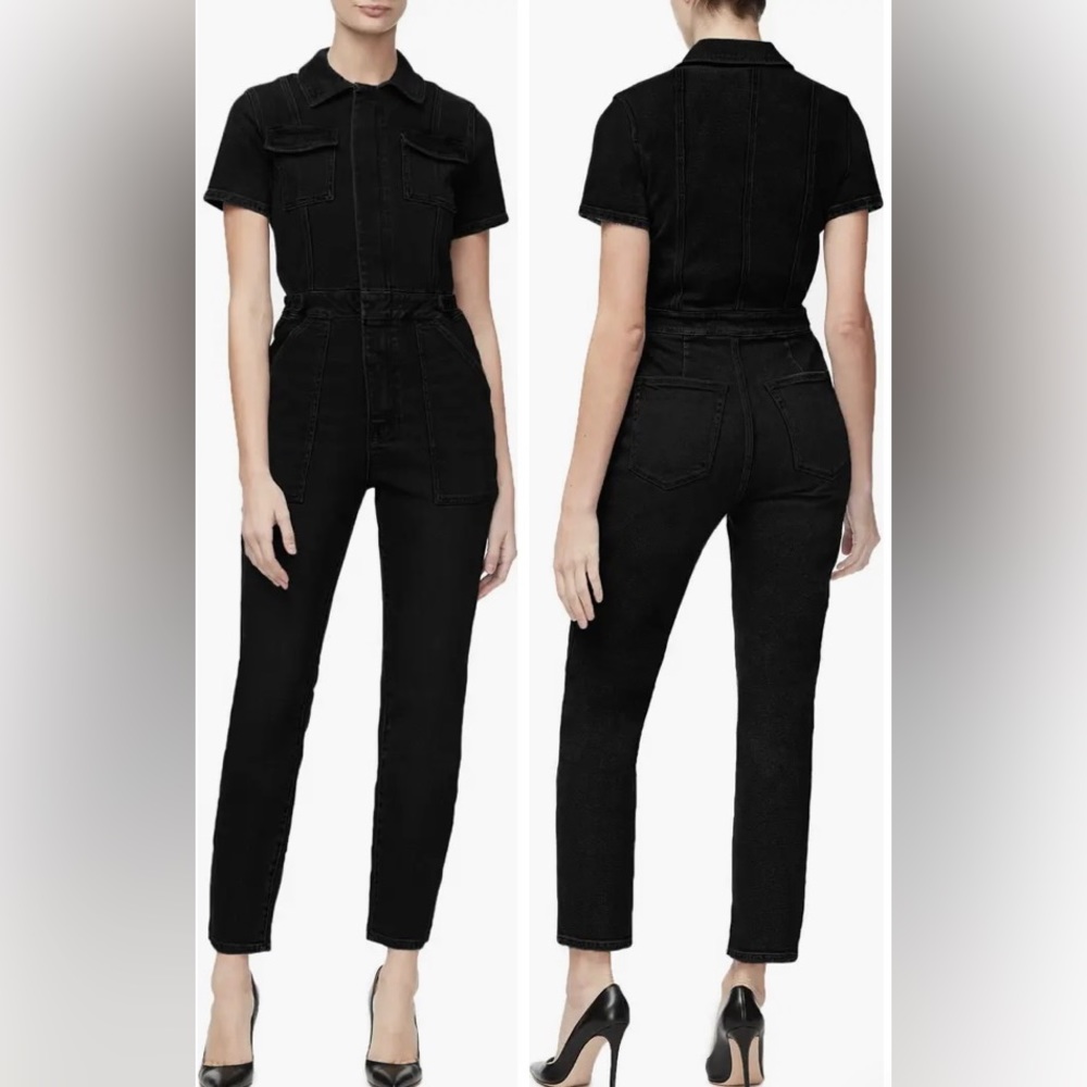 Good American Black Denim Jumpsuit